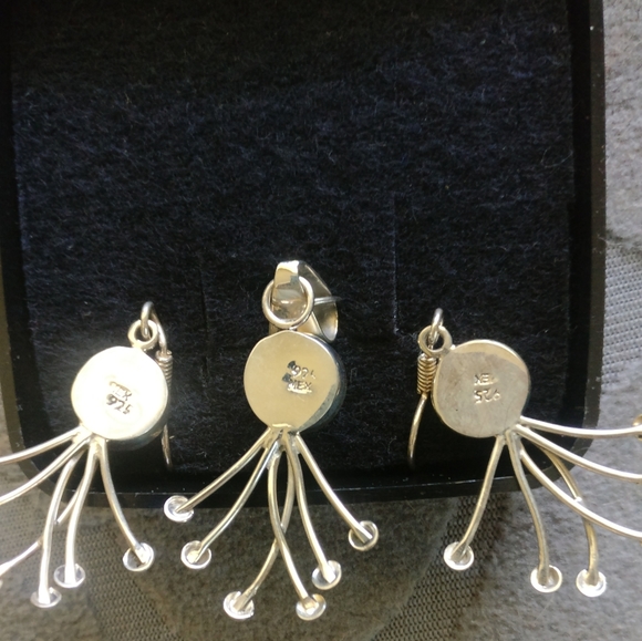 925 Silver and Turquoise Charm and Earrings Set - Picture 3 of 4